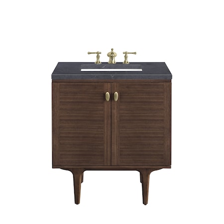 James Martin Vanities Amberly 30in Single Vanity, Mid-Century Walnut w/ 3 CM Charcoal Soapstone Top 670-V30-WLT-3CSP